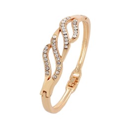 Rose Gold plated with white crystals waves shape bracelet 